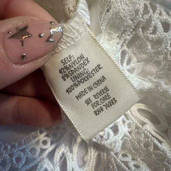 Adiva Cream Lace Western Blouse Rodeo Cowgirl Top Boho Prairie Romantic Size M - Picture 8 of 8